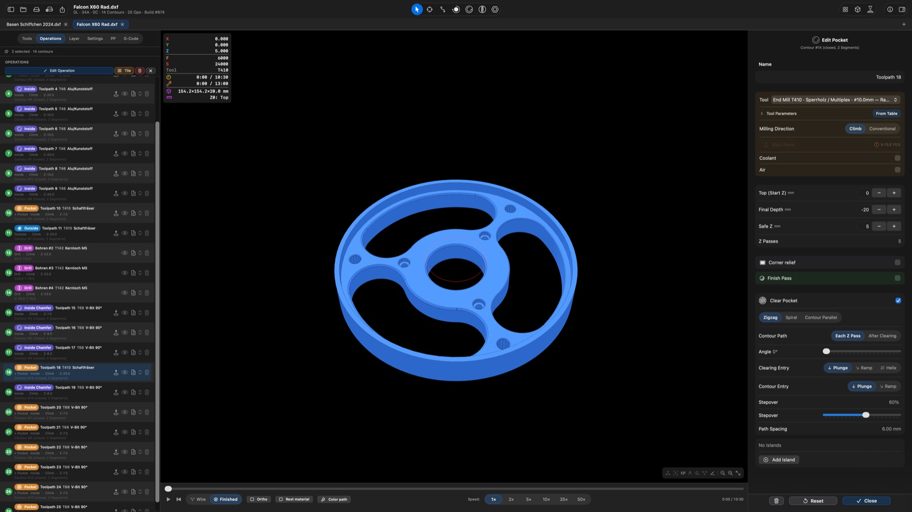 aniCAM finished part simulation (OCCT)